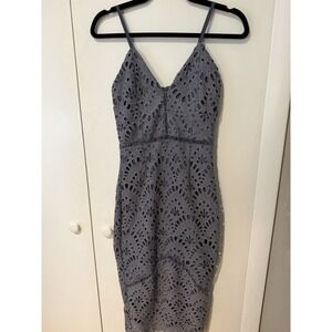 Missguided Blue Crochet Bodycon Midi Dress Women's Size 4
